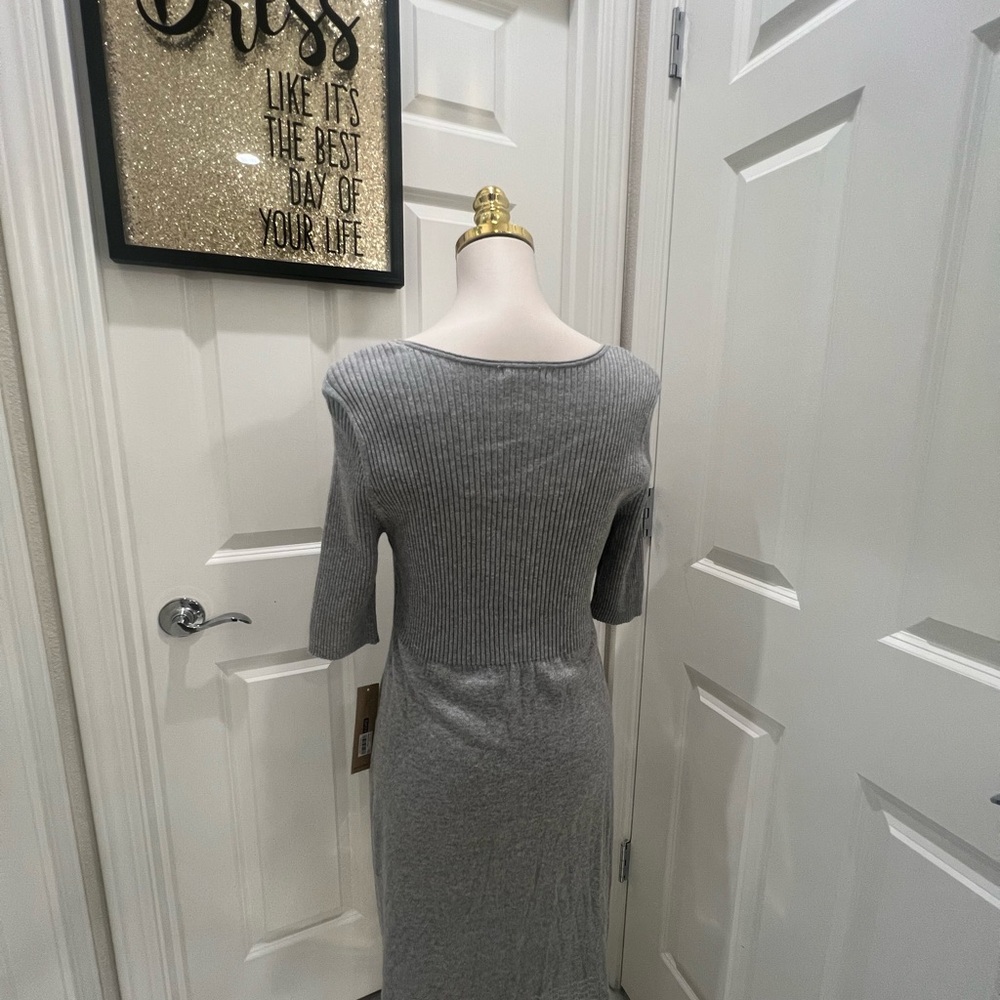 Gray Ribbed Button-Front Dress - Picture 4 of 4